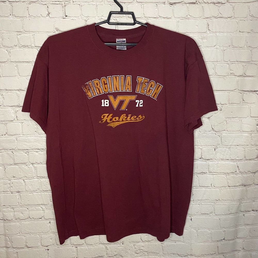 Virginia VA Tech Hokies Logo TShirt Mens XXL Maroon Jerzees Heavyweight